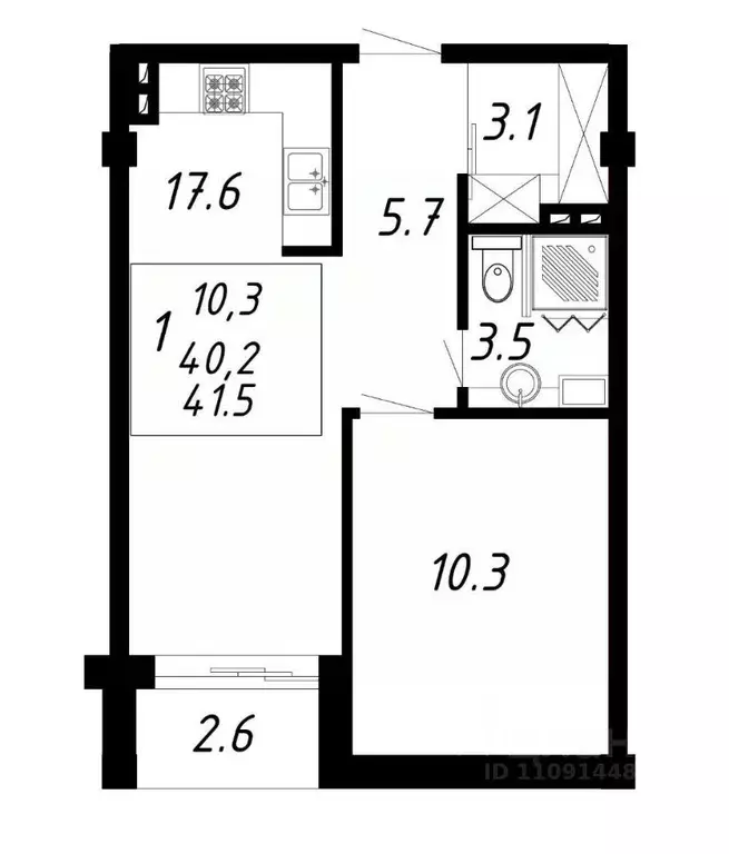 1-к кв. Ставропольский край, Ессентуки Озеро жилой комплекс (41.5 м) - Фото 1