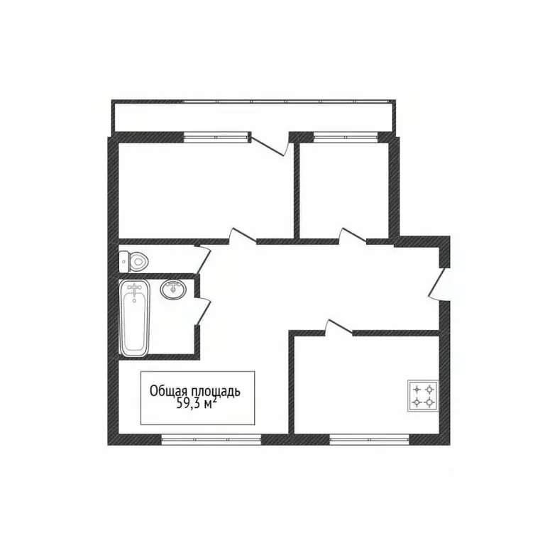 3-к кв. Брянская область, Брянск Транспортная ул., 11 (59.3 м) - Фото 2