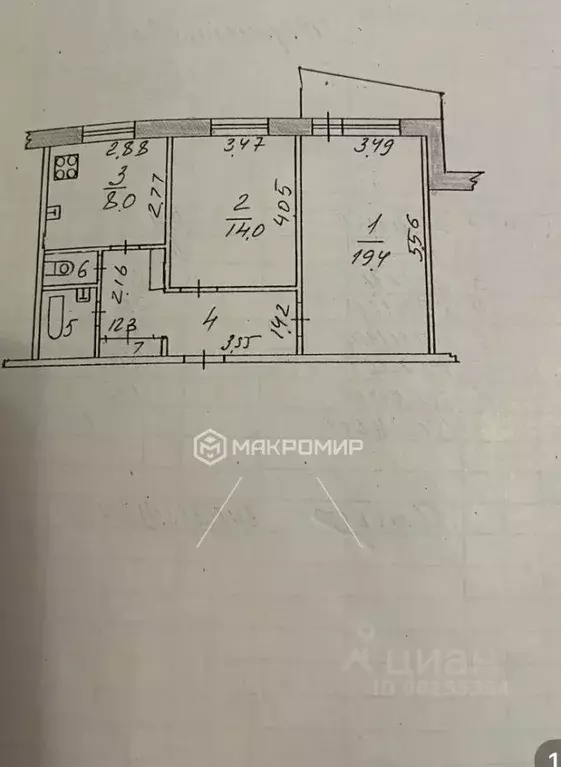 2-к кв. Татарстан, Казань ул. Академика Лаврентьева, 28 (54.0 м) - Фото 2