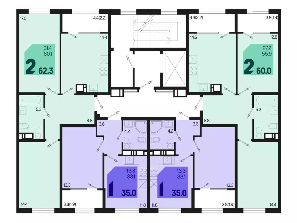 2-к кв. Краснодарский край, Краснодар Первое Место жилой комплекс ... - Фото 2