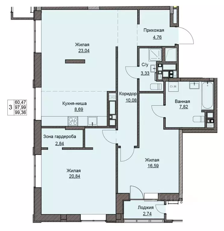 2-к кв. Удмуртия, Ижевск ул. Чехова, 46 (99.36 м) - Фото 0