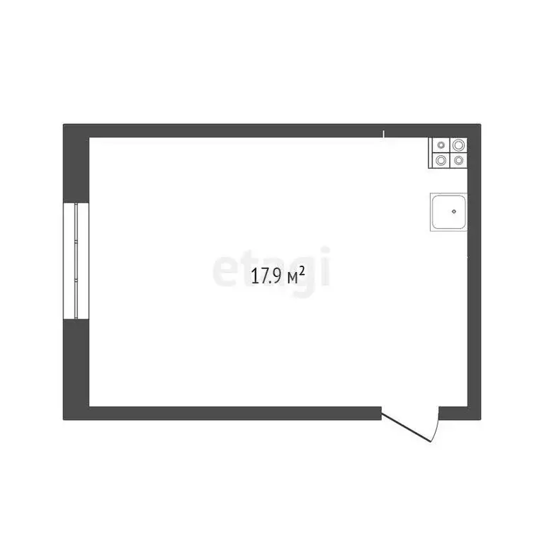 1к в -комнатной квартире (17.9 м) - Фото 1