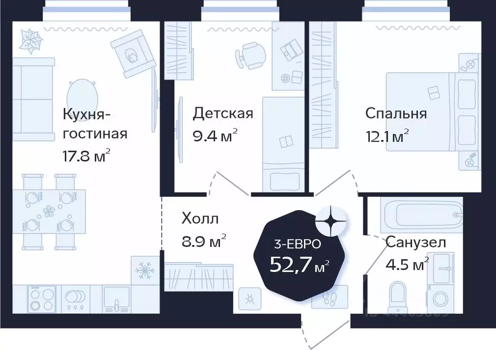 2-к кв. Тюменская область, Тюмень Новгородская ул., 20 (52.7 м) - Фото 0