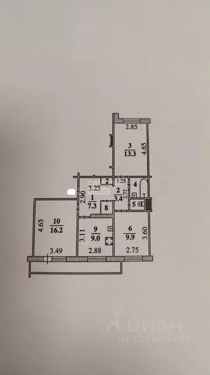 3-к кв. Липецкая область, Липецк просп. имени 60-летия СССР, 5 (64.4 ... - Фото 2