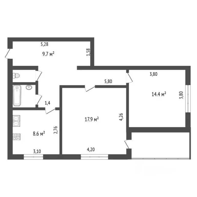 2-к кв. Тюменская область, Тюмень ул. Московский Тракт, 135 (65.0 м) - Фото 2