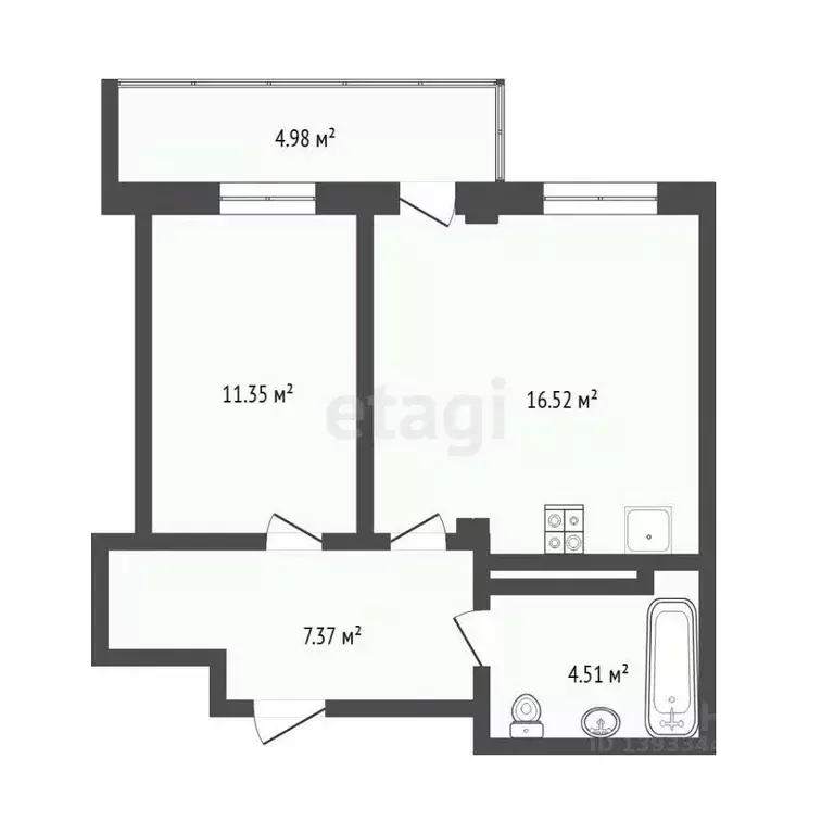 1-к кв. Тюменская область, Тюмень ул. Константина Посьета, 8 (41.0 м) - Фото 2