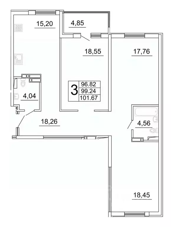 3-к кв. Самарская область, Самара ул. Дыбенко, 5 (101.77 м) - Фото 0