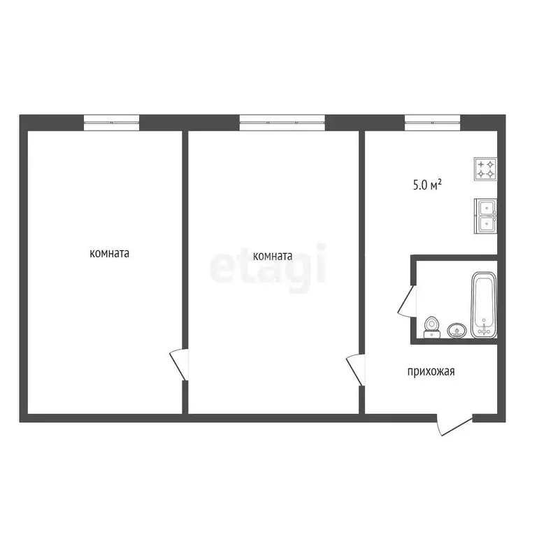 2-комнатная квартира: посёлок Новлянка, Парковая улица, 10 (38.3 м) - Фото 0