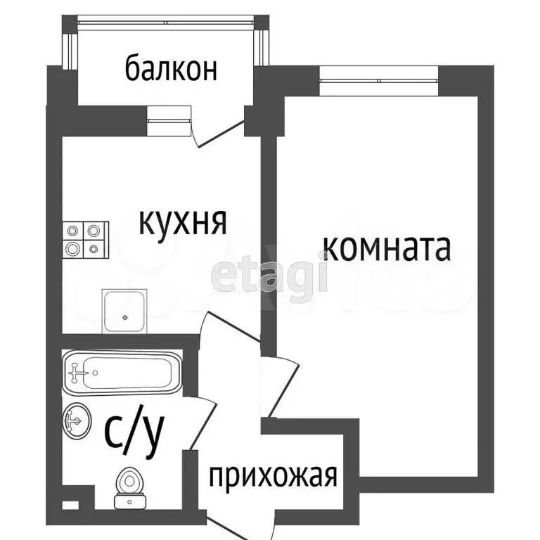 1-к. квартира, 48,5 м, 1/5 эт. - Фото 0