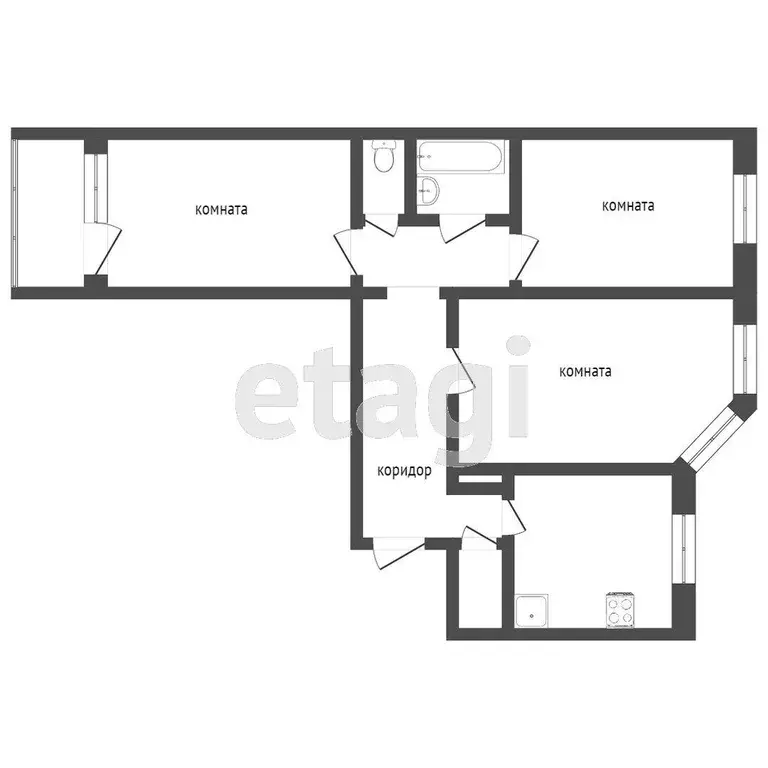 Квартира, 3 комнаты, 70 м - Фото 0