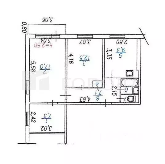 3-к кв. Кемеровская область, Новокузнецк ул. Батюшкова, 25 (56.5 м) - Фото 2