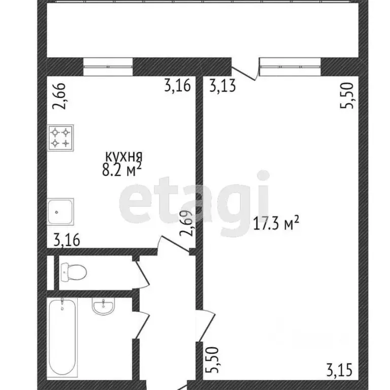 1-к кв. Белгородская область, Белгород ул. Большетроицкая, 28 (38.0 м) - Фото 1