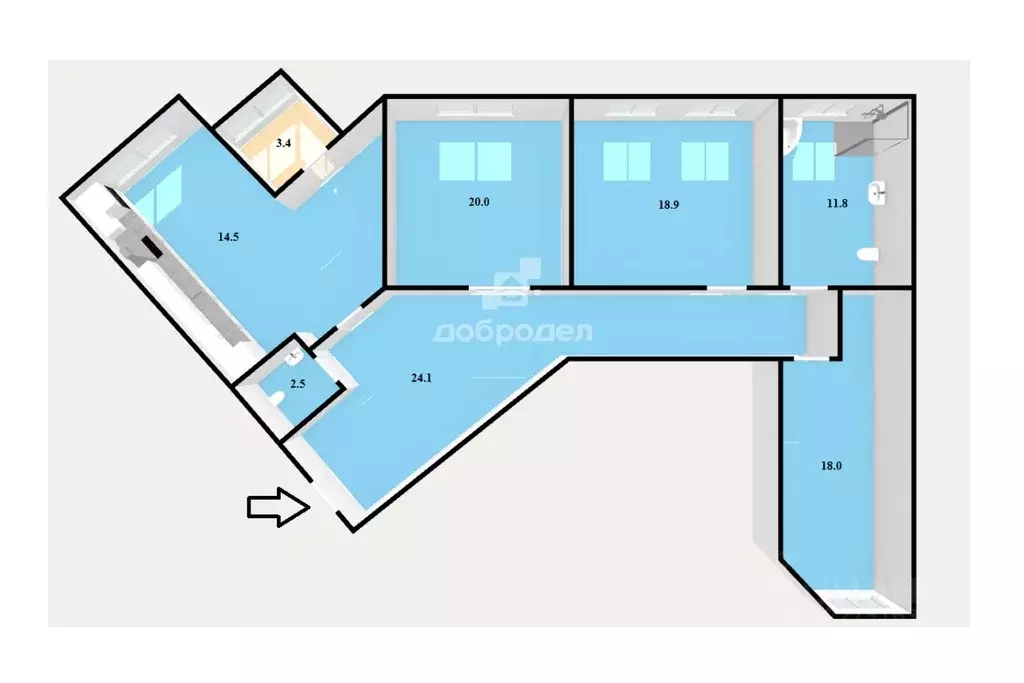 3-к кв. Свердловская область, Екатеринбург ул. Чкалова, 124 (110.0 м) - Фото 2