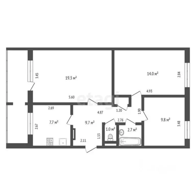 3-к кв. Калининградская область, Янтарный пгт ул. Советская, 124 (64.2 ... - Фото 2