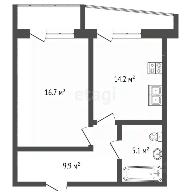 1-к кв. Мордовия, Саранск Севастопольская ул., 13 (43.8 м) - Фото 2