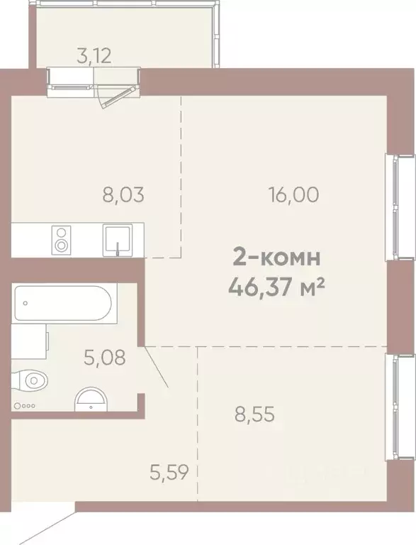 2-к кв. Иркутская область, Иркутск Советская ул., 109/3 (46.37 м) - Фото 0