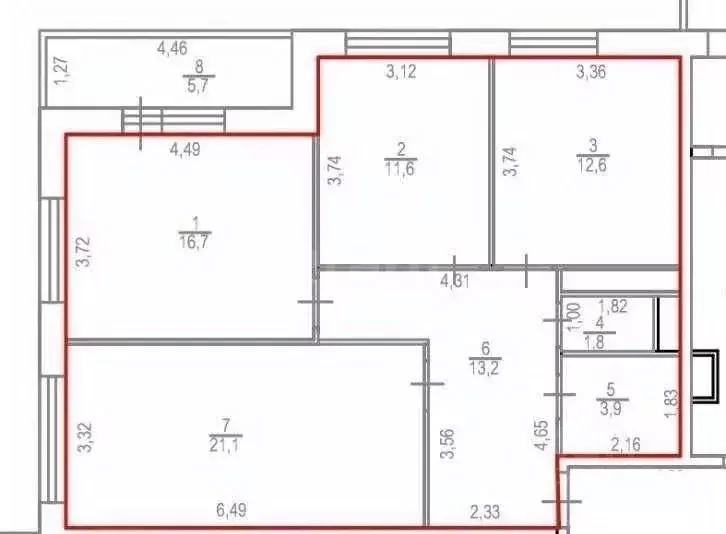 3-к кв. Тверская область, Тверь Оснабрюкская ул., 36 (82.0 м) - Фото 2