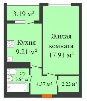 1-к кв. Воронежская область, Воронеж ул. Летчика Демьянова, 1 (39.0 м) - Фото 0