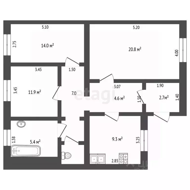 3-к кв. Крым, Симферополь ул. Пушкина (79.8 м) - Фото 2