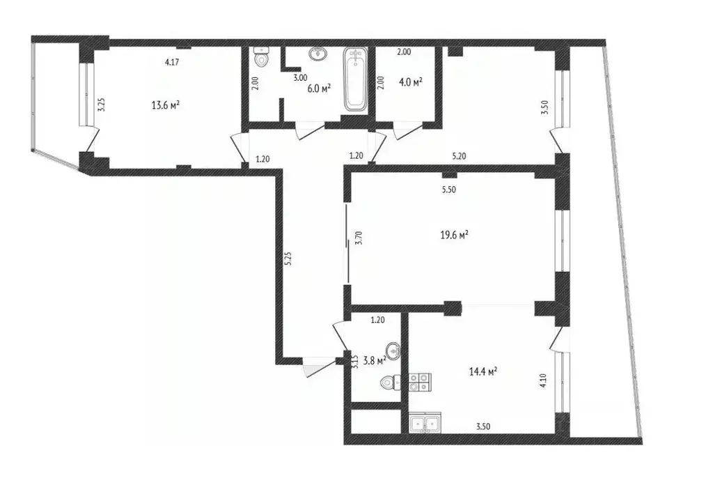 3-к кв. Тюменская область, Тюмень ул. Александра Митинского, 7к1 (84.7 ... - Фото 2