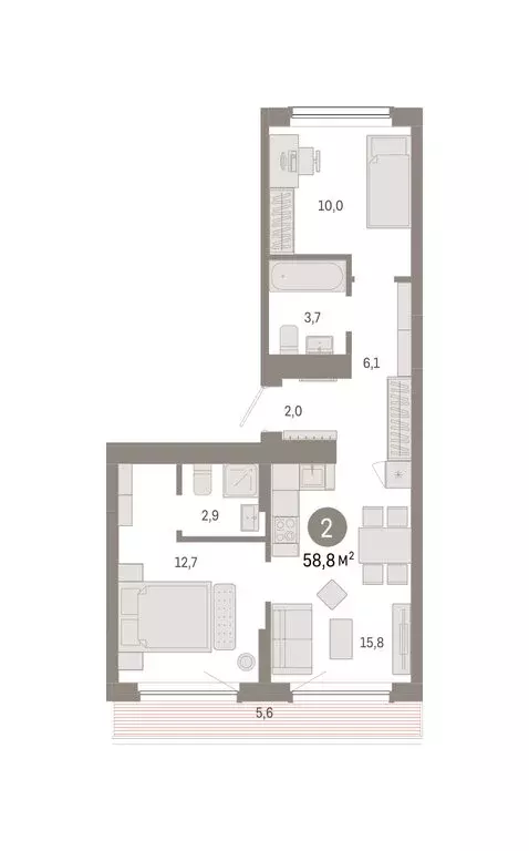 2-комнатная квартира: Новосибирск, квартал Лебедевский, 1/3 (58.8 м) - Фото 2