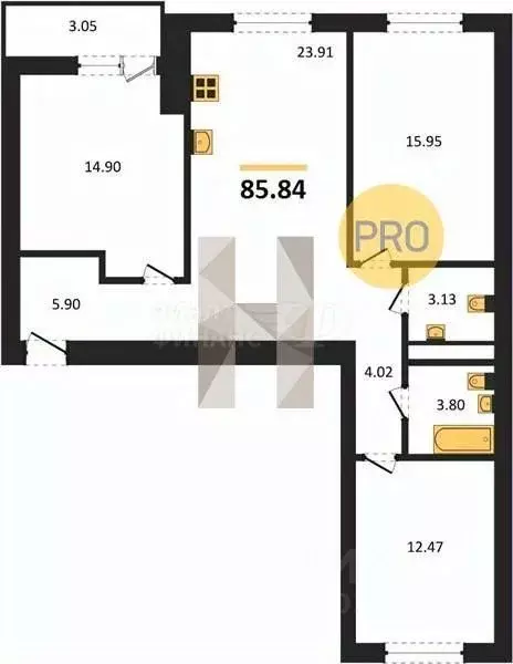 2-к кв. Калининградская область, Калининград Коммунистическая ул., 26 ... - Фото 2