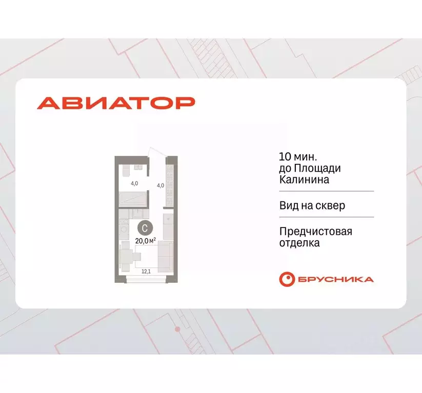 Студия Новосибирская область, Новосибирск ул. Аэропорт, 88 (20.03 м) - Фото 0