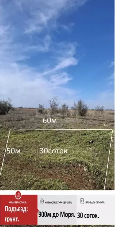 Участок в Крым, Сакский район, Новофедоровка пгт, Муравей СПК  (30.0 ... - Фото 2