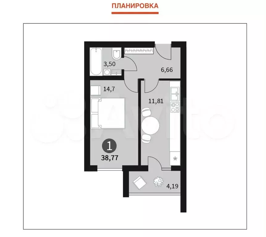 1-к. квартира, 40 м, 10/10 эт. - Фото 0