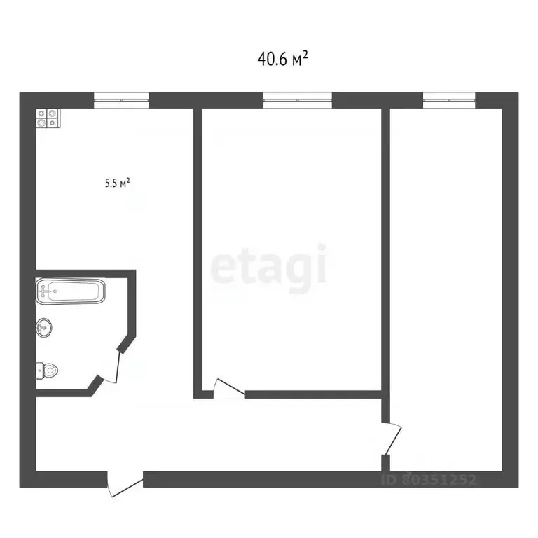 2-к кв. Ставропольский край, Железноводск ул. Ленина (40.6 м) - Фото 1