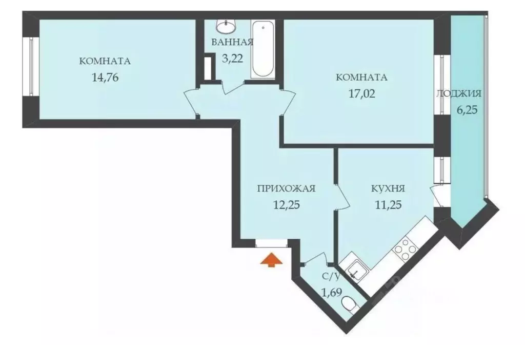 2-к кв. Санкт-Петербург Ленинский просп., 68 (59.0 м) - Фото 2