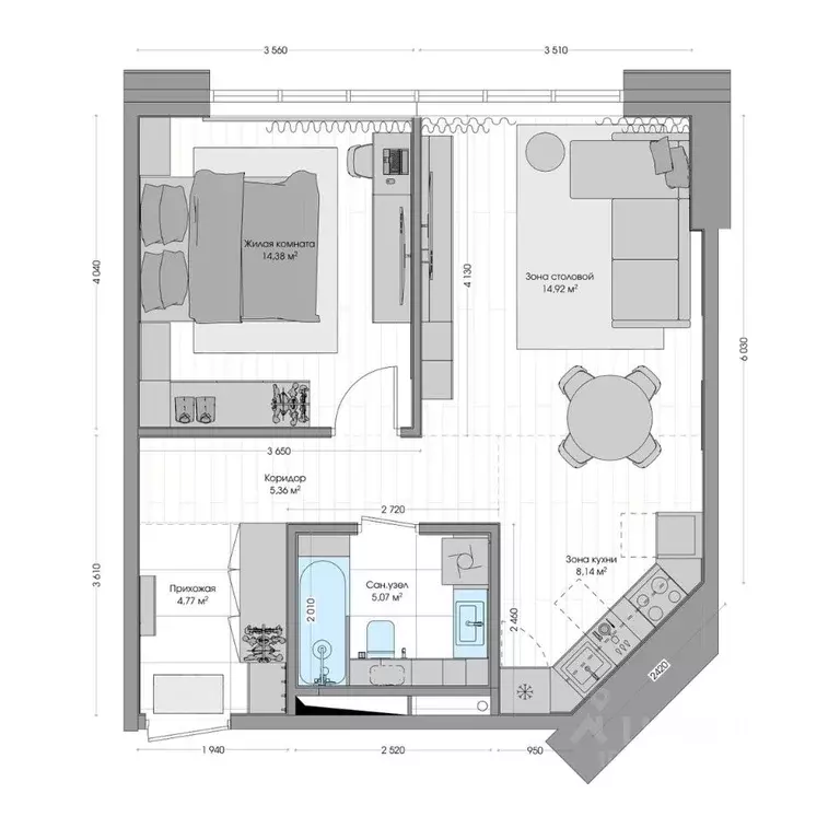 2-к кв. Приморский край, Владивосток ул. Нейбута (53.45 м) - Фото 1
