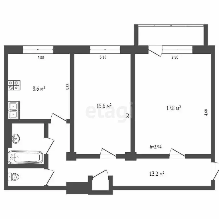 2-комнатная квартира: Омск, проспект Карла Маркса, 45 (62 м) - Фото 1