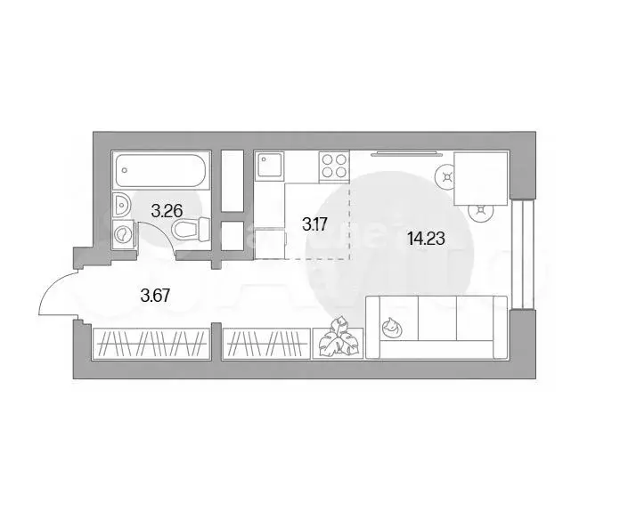 Квартира-студия, 24,3 м, 9/24 эт. - Фото 0