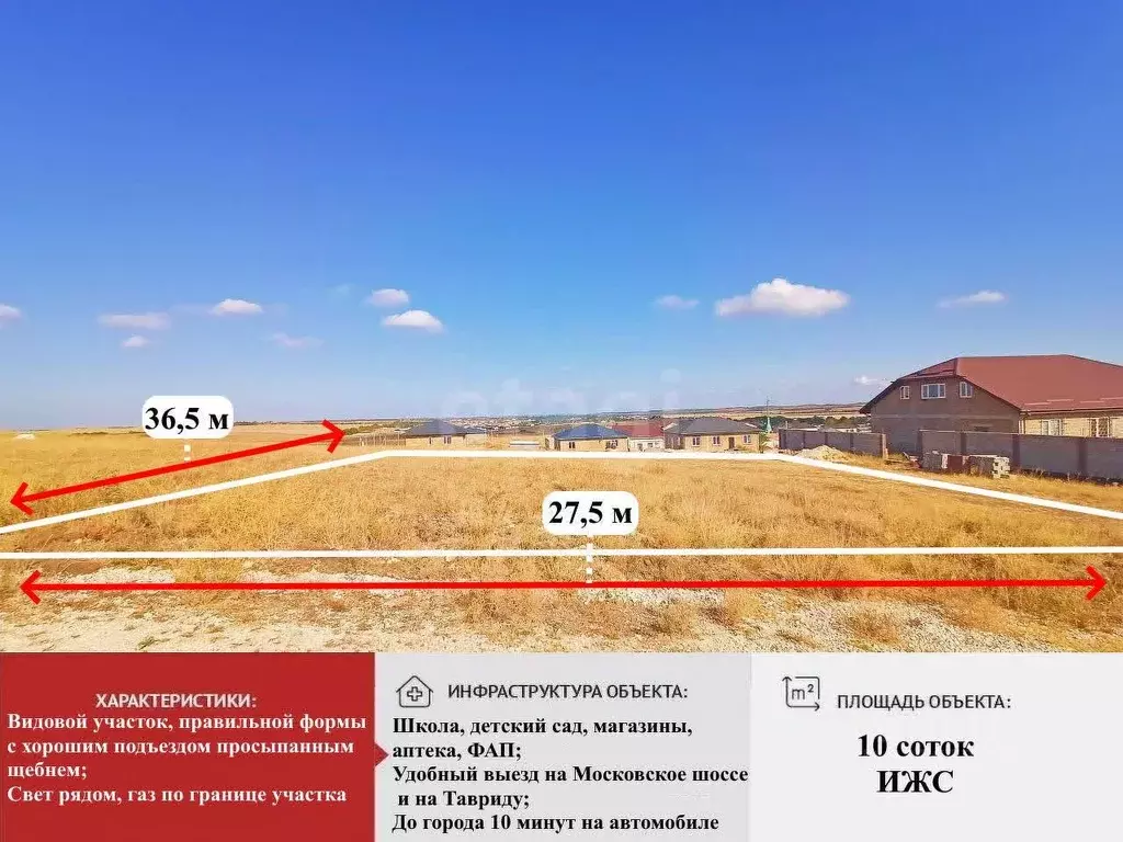 Участок в Крым, Симферопольский район, с. Урожайное ул. 8 Марта (10.0 ... - Фото 0