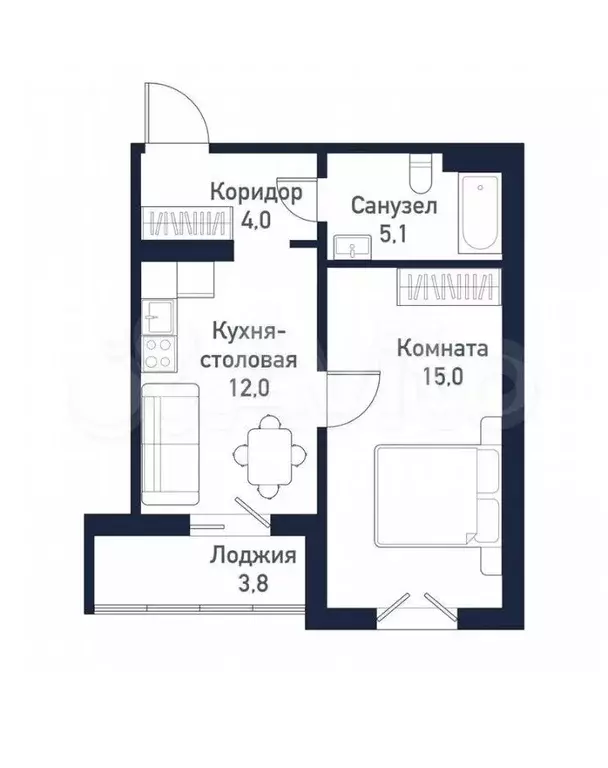 1-к. квартира, 36 м, 3/10 эт. - Фото 0