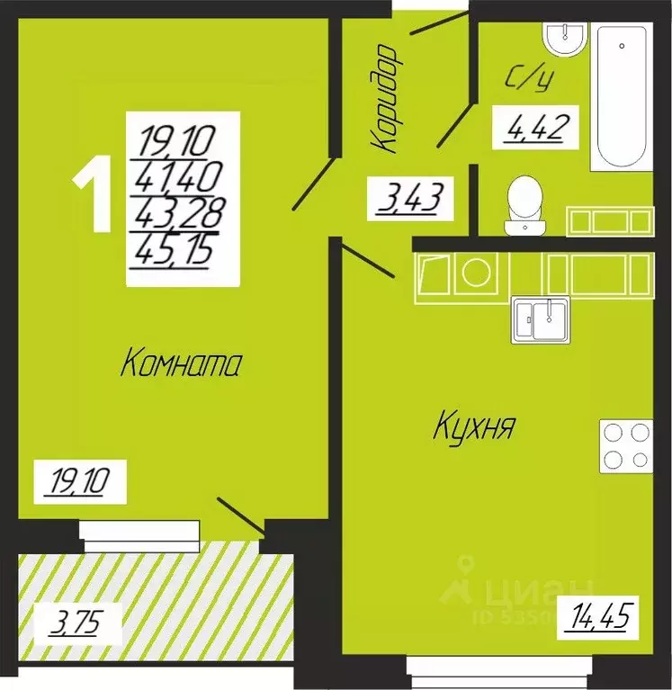 1-к кв. Смоленская область, Смоленск ул. Седова, 8 (45.16 м) - Фото 0