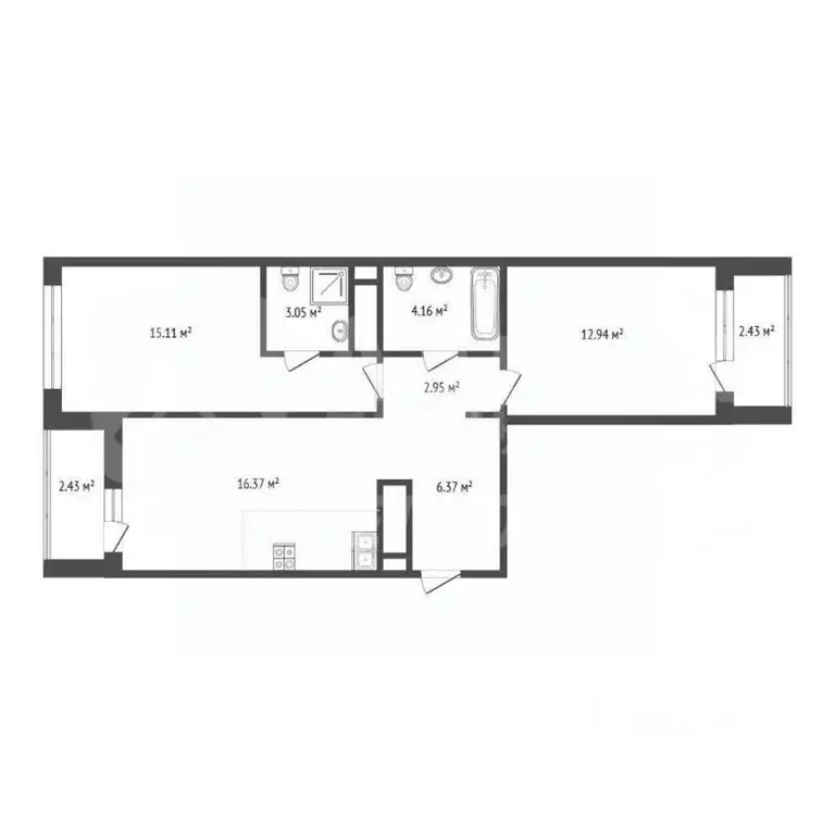 2-к кв. Тюменская область, Тюмень ул. Андрея Приказнова, 7 (59.6 м) - Фото 1