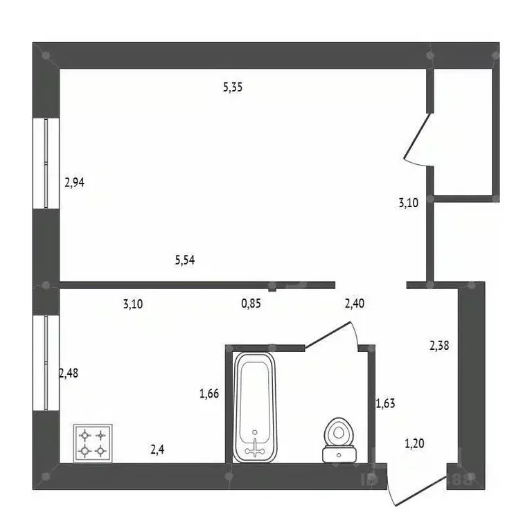 1-к кв. Амурская область, Белогорск Авиационная ул., 13 (31.3 м) - Фото 2