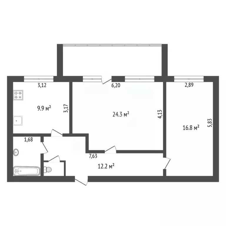 2-к кв. Амурская область, Благовещенск Амурская ул., 156 (68.1 м) - Фото 2