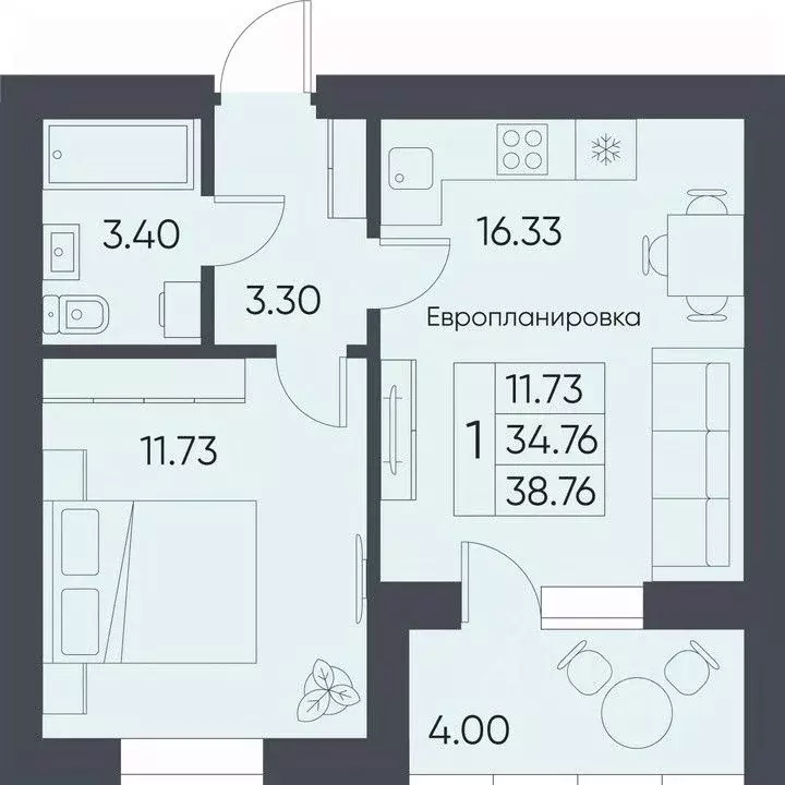 1-к кв. Саратовская область, Татищево рп  (38.76 м) - Фото 0