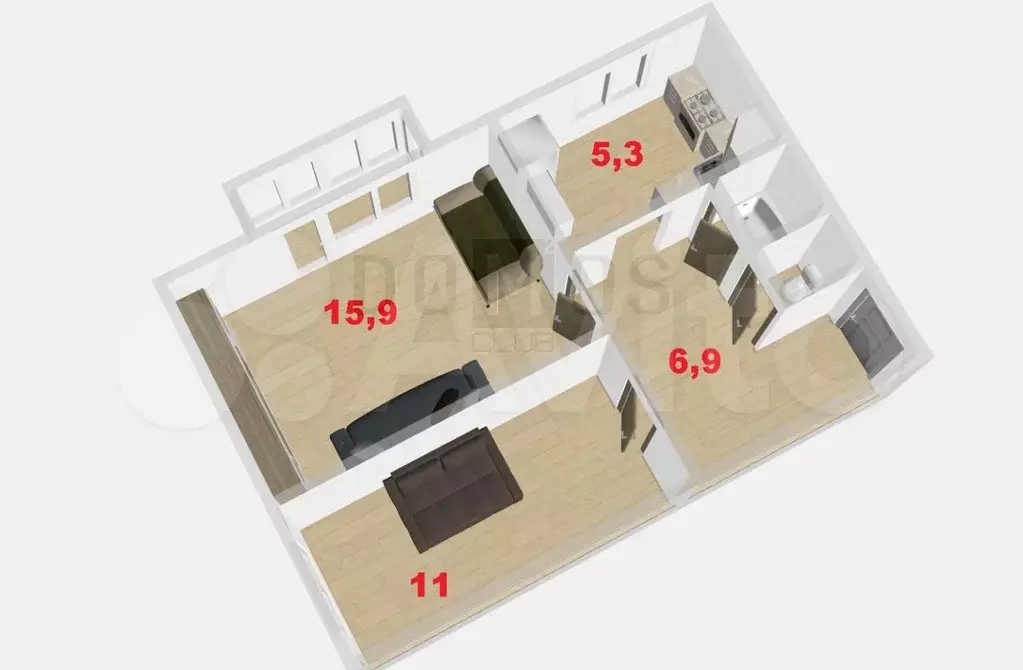 2-к. квартира, 43,1 м, 9/9 эт. - Фото 0