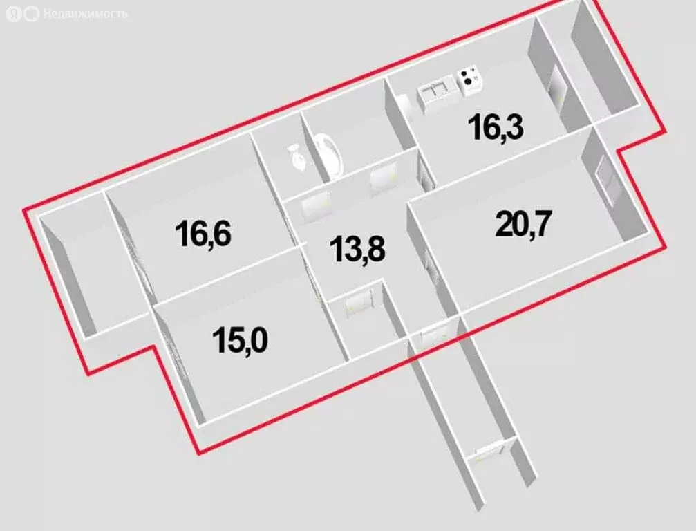 3-комнатная квартира: Санкт-Петербург, Капитанская улица, 4 (92.4 м) - Фото 1