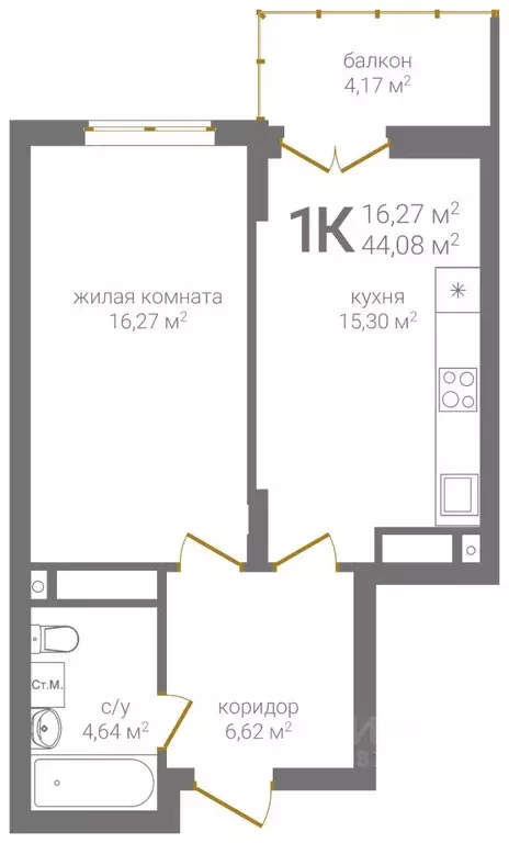 1-к кв. Нижегородская область, Нижний Новгород 2-я Оранжерейная ул., 4 ... - Фото 1