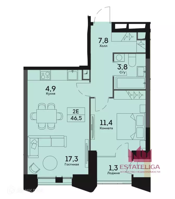 Продаётся 2-к квартира, 46.5 м - Фото 1