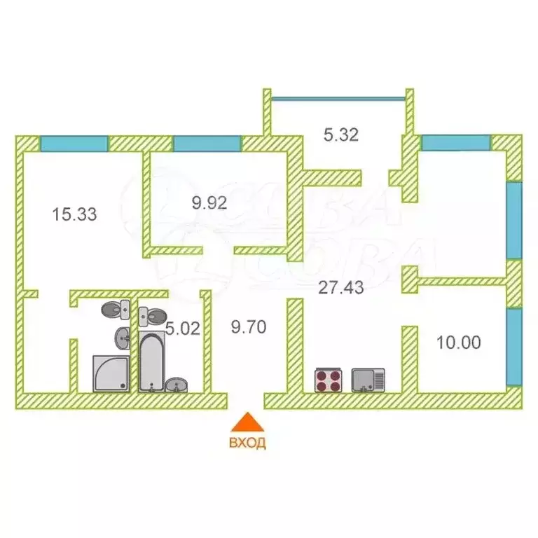 3-комнатная квартира: Тюмень, улица Героев Сталинградской Битвы, 5 ... - Фото 2