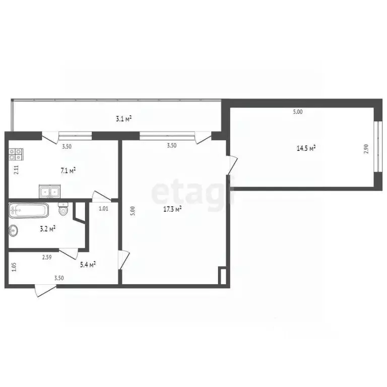 2-к кв. Крым, Черноморское пгт ул. Димитрова, 10Б (50.6 м) - Фото 2