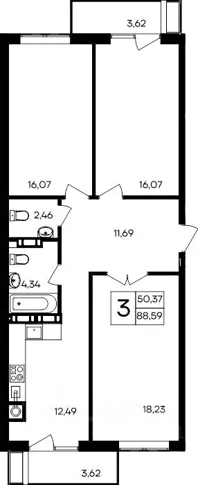 3-к кв. Крым, Симферопольский район, Гвардейское пгт, Республика жилой ... - Фото 1