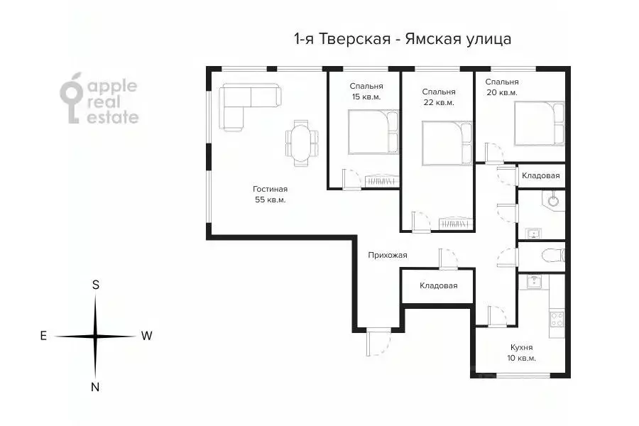 4-к кв. Москва 1-я Тверская-Ямская ул., 28 (135.0 м) - Фото 2