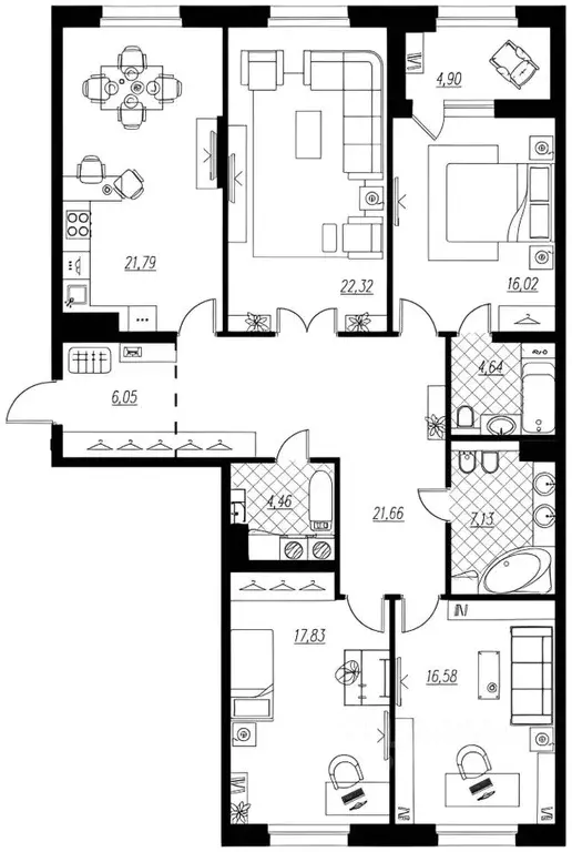 4-к кв. Санкт-Петербург проезд Петровская коса, 6к1 (140.0 м) - Фото 1